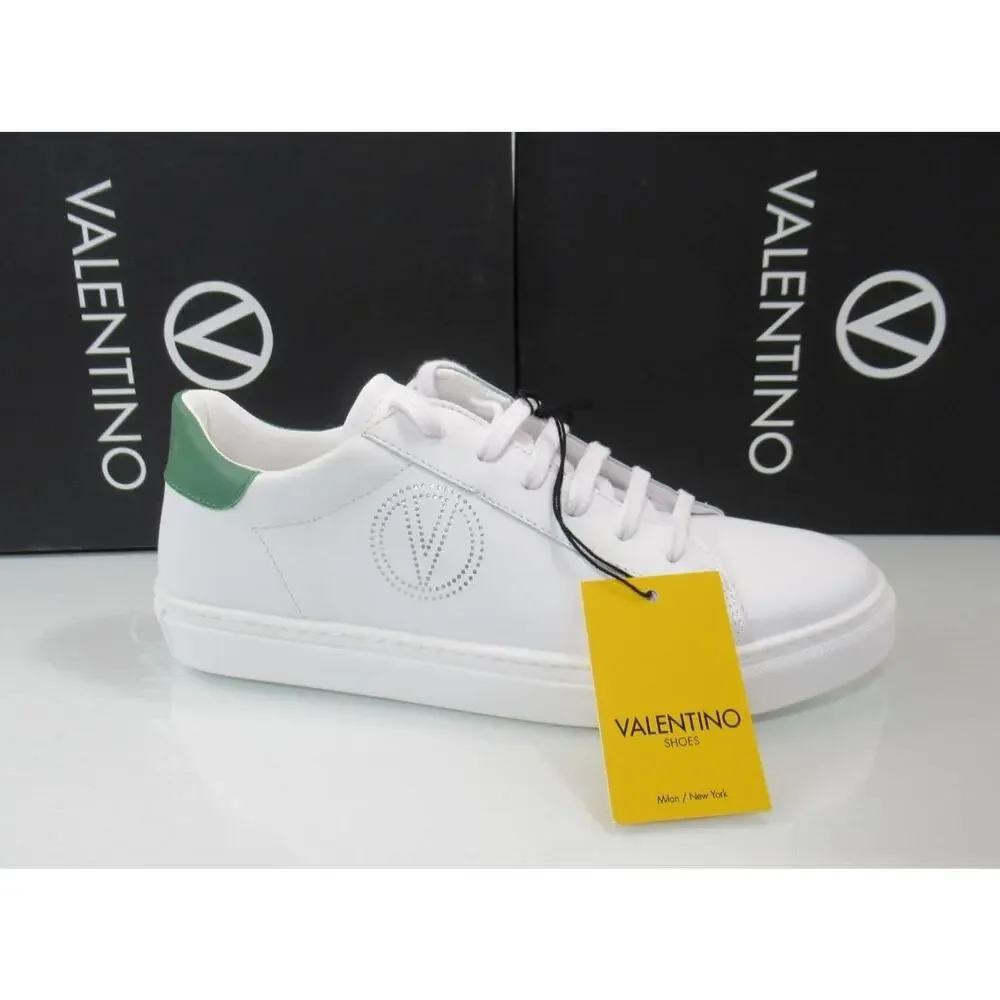 VALENTINO By Mario Valentino Petra Lace Up Logo Sneakers White / Green Size 8.5